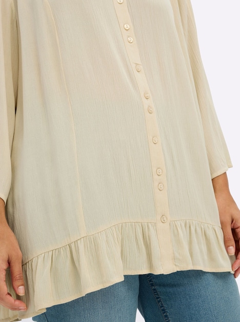 Bluse 3/4-Arm Ohne Kragen