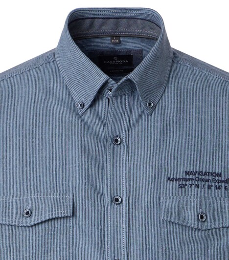 Leinenhemd Kurzarm gestreift Casual Fit