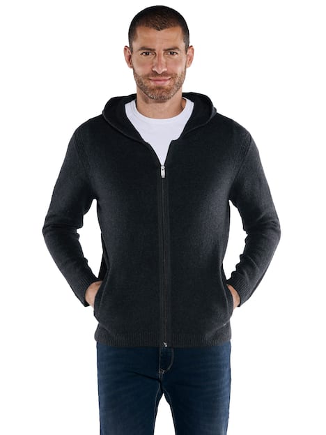 engbers Herren Strickjacke mit Kapuze , Anthrazit