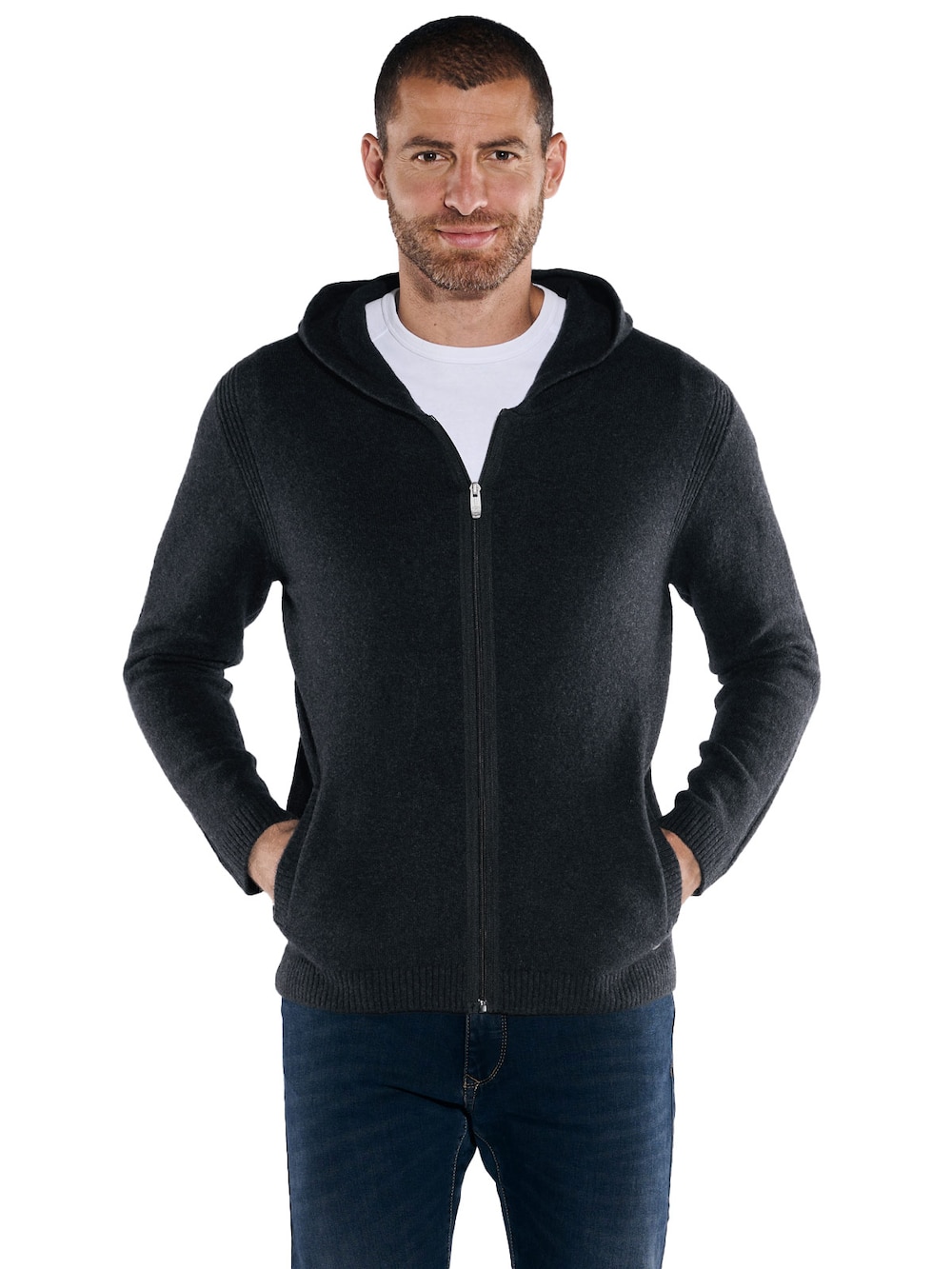 engbers Herren Strickjacke mit Kapuze , Anthrazit
