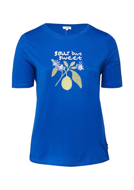 Baumwoll-T-Shirt mit Frontprint und Pailletten