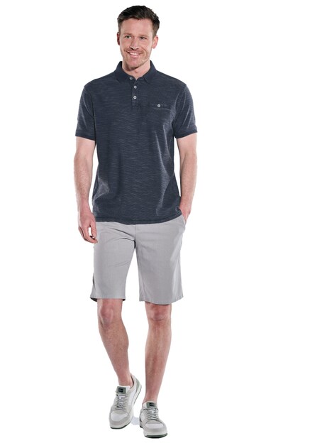 Herren Polo-Shirt meliert , Saphirblau