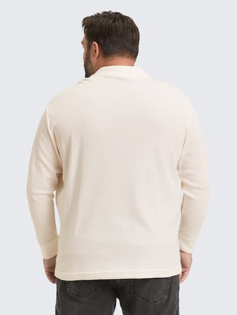 Langarm Poloshirt mit Waffelstruktur