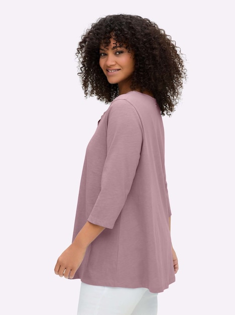 3/4-Arm-Shirt 3/4-Arm-Shirt mit Cut-out vorn 3/4-Arm Uni Ohne Kragen