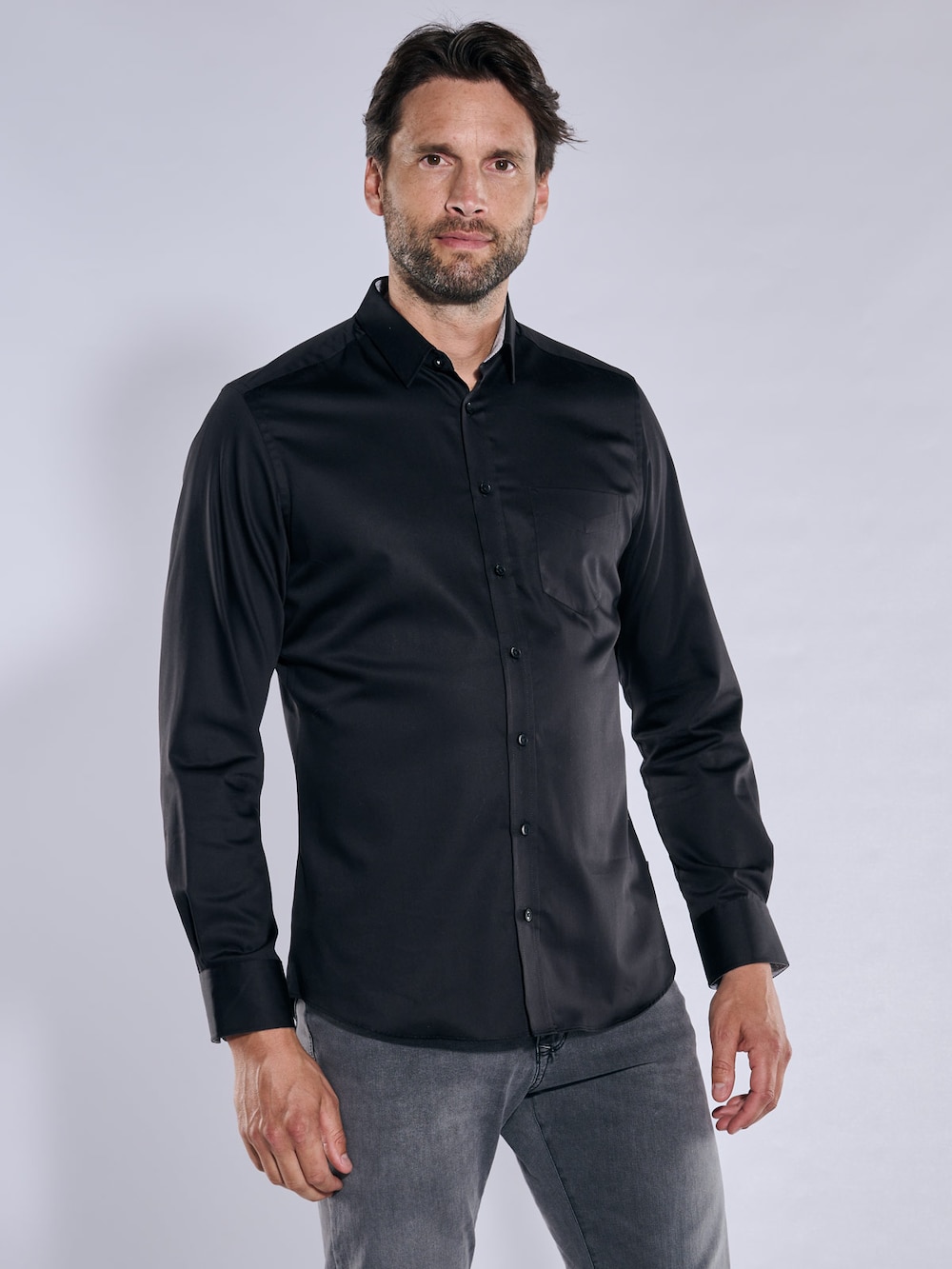 Herren Langarm-Hemd My Favorite , Schwarz