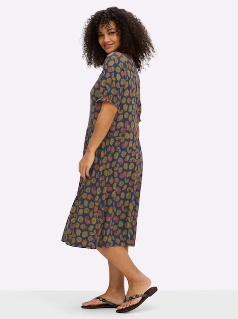 Jersey-Kleid Kurzarm Ohne Kragen
