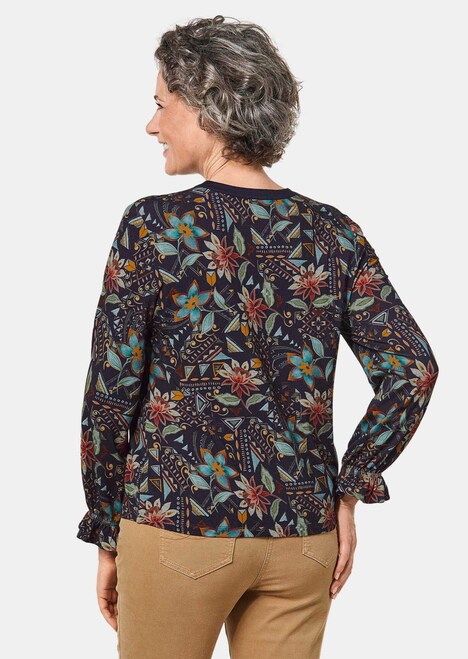 Bedrukt shirt met volantmouwen