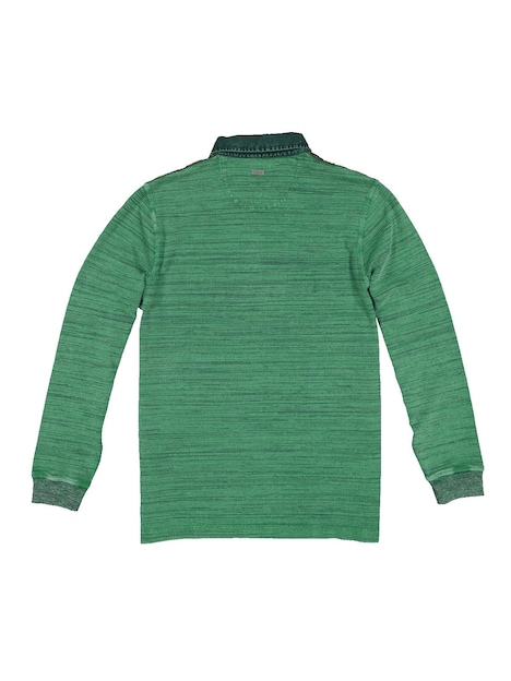 Herren Langarm-Shirt mit Polokragen , Grasgruen