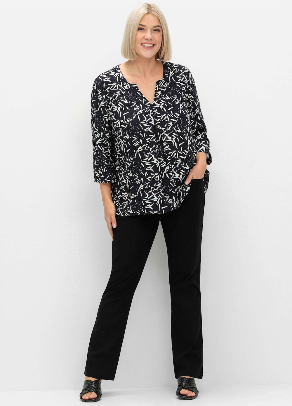 Tunika 3/4-Arm Sonstiges Muster Ohne Kragen