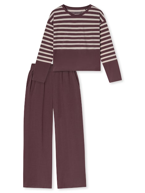 Schiesser Damen Schlafanzug Casual Nightwear kakaobraun