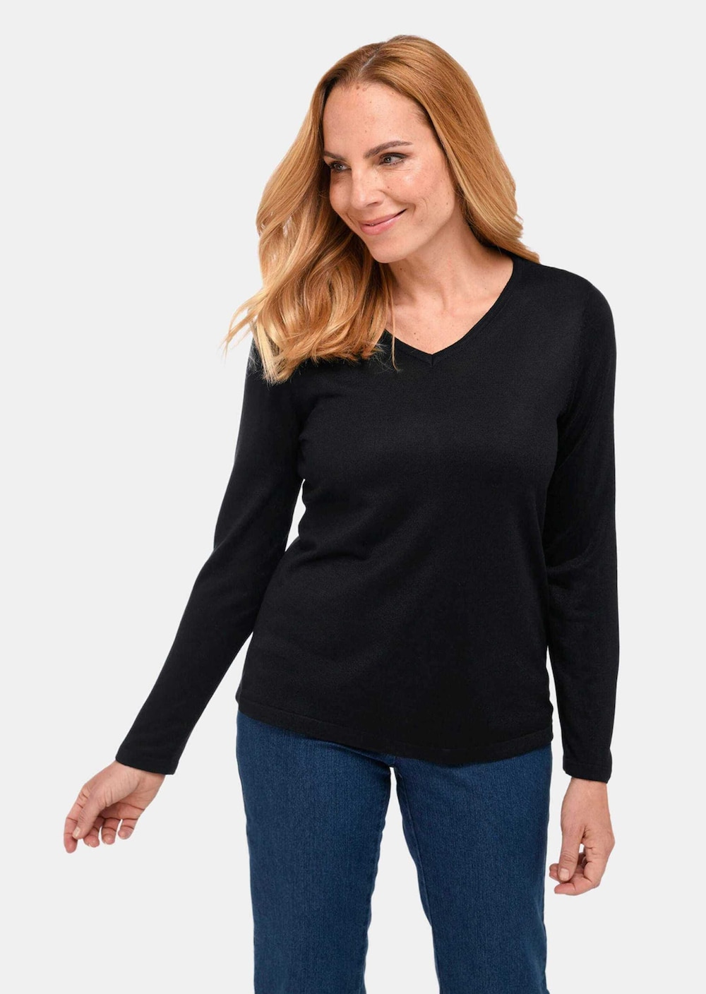 Langarm-Pullover mit V-Ausschnitt