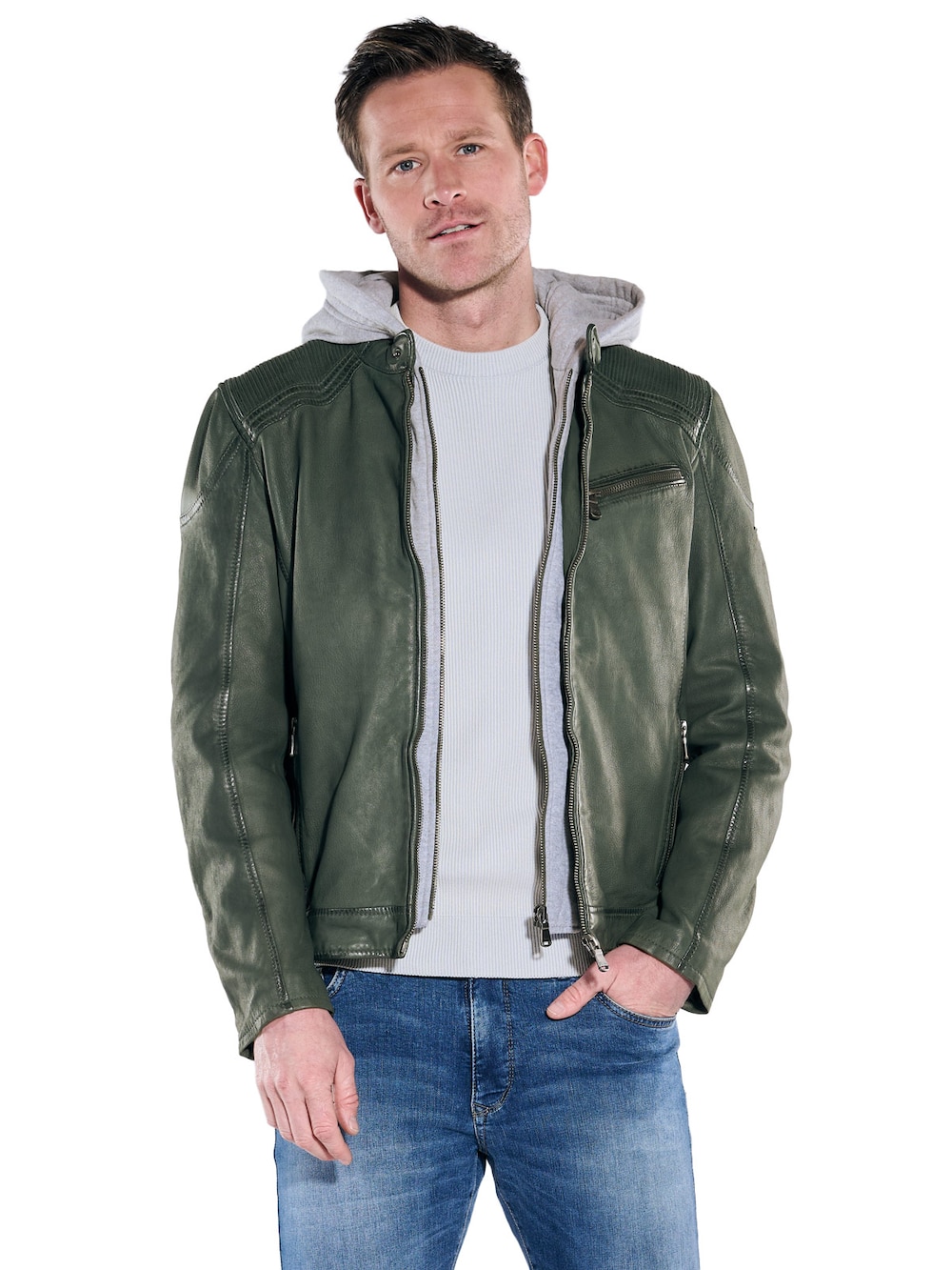 engbers Herren Lederjacke , Gruen