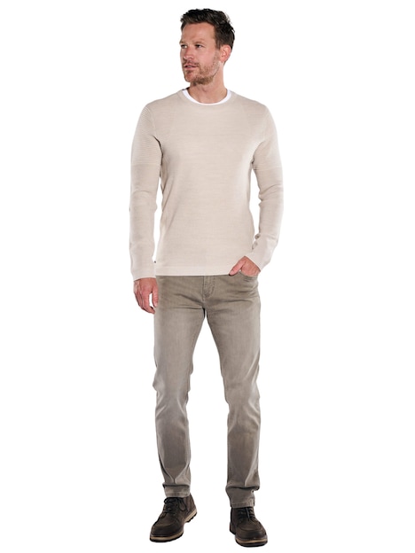 Herren Pullover Rundhals , Creme