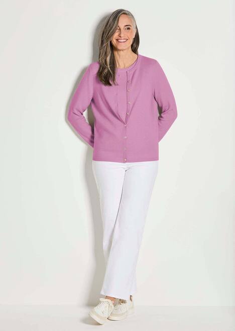Kaschmirstrickjacke mit Rundhalsausschnitt