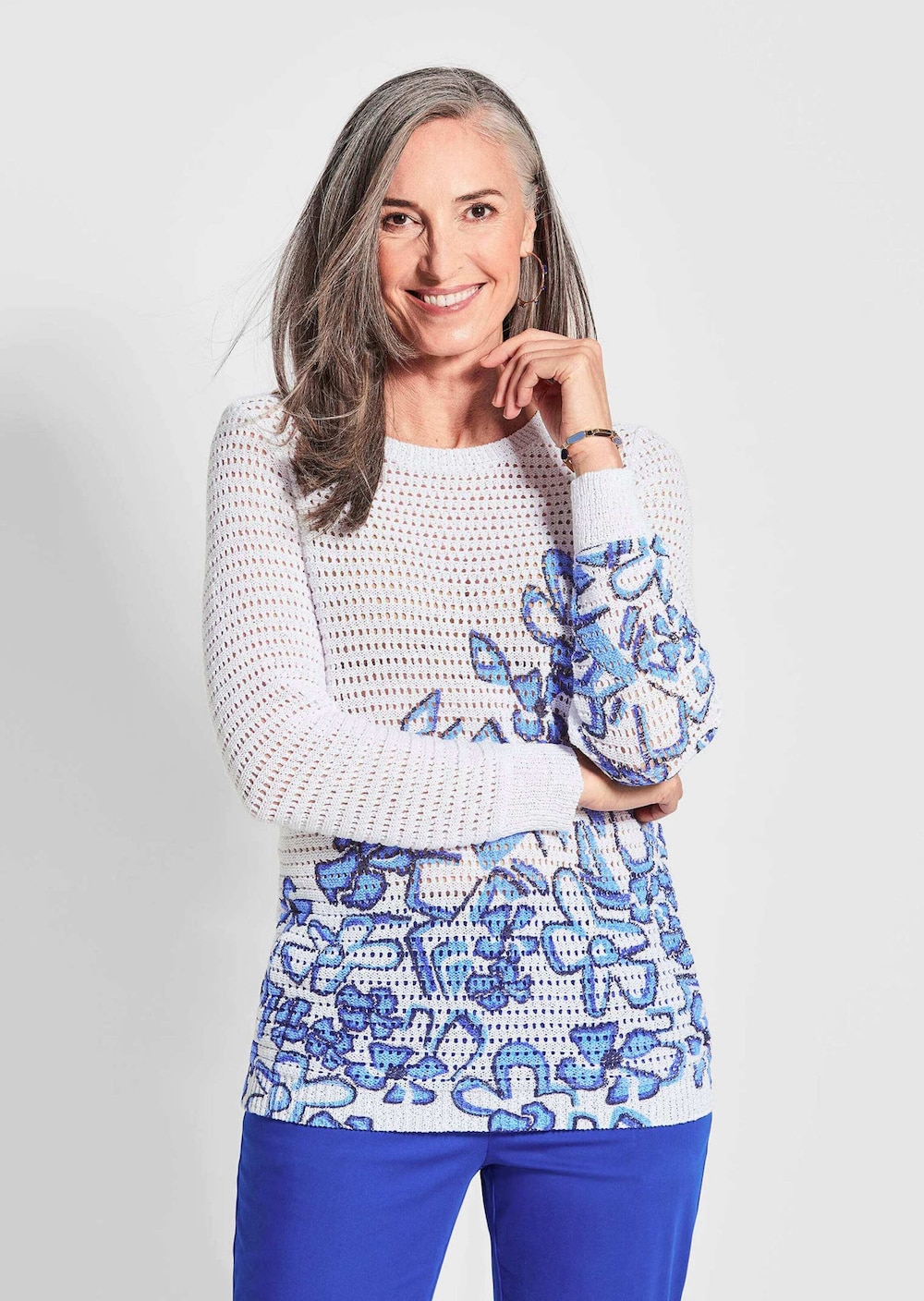 Strickpullover Eleganter Pullover mit Kontrastdruck