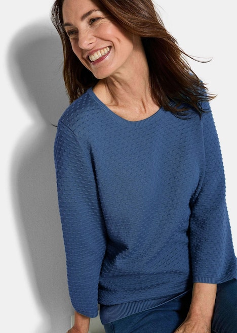 Halbarm Baumwollpullover mit Struktur