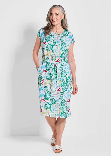 GOLDNER Jurk met print Gedessineerde jurk met print allover & strikceintuurtje