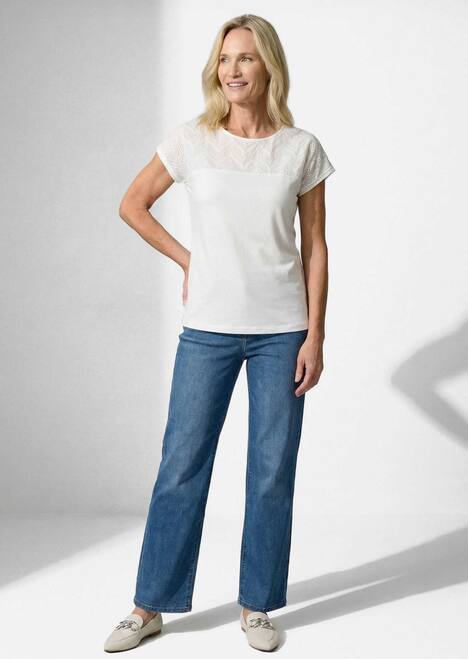 Shirt mit Spitze aus Baumwolle und Jersey