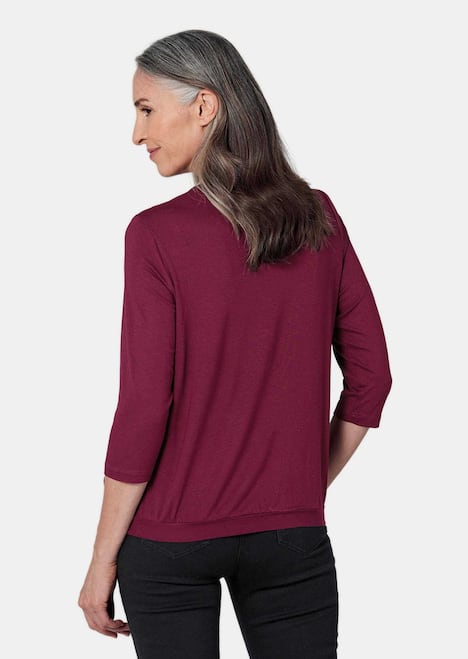 Chiffon-Shirt mit 3/4-Arm, Rundhals