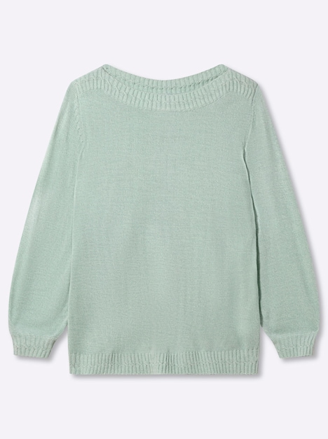 Langarm-Pullover Strickpullover mit U-Boot-Ausschnitt Langarm Ohne Kragen
