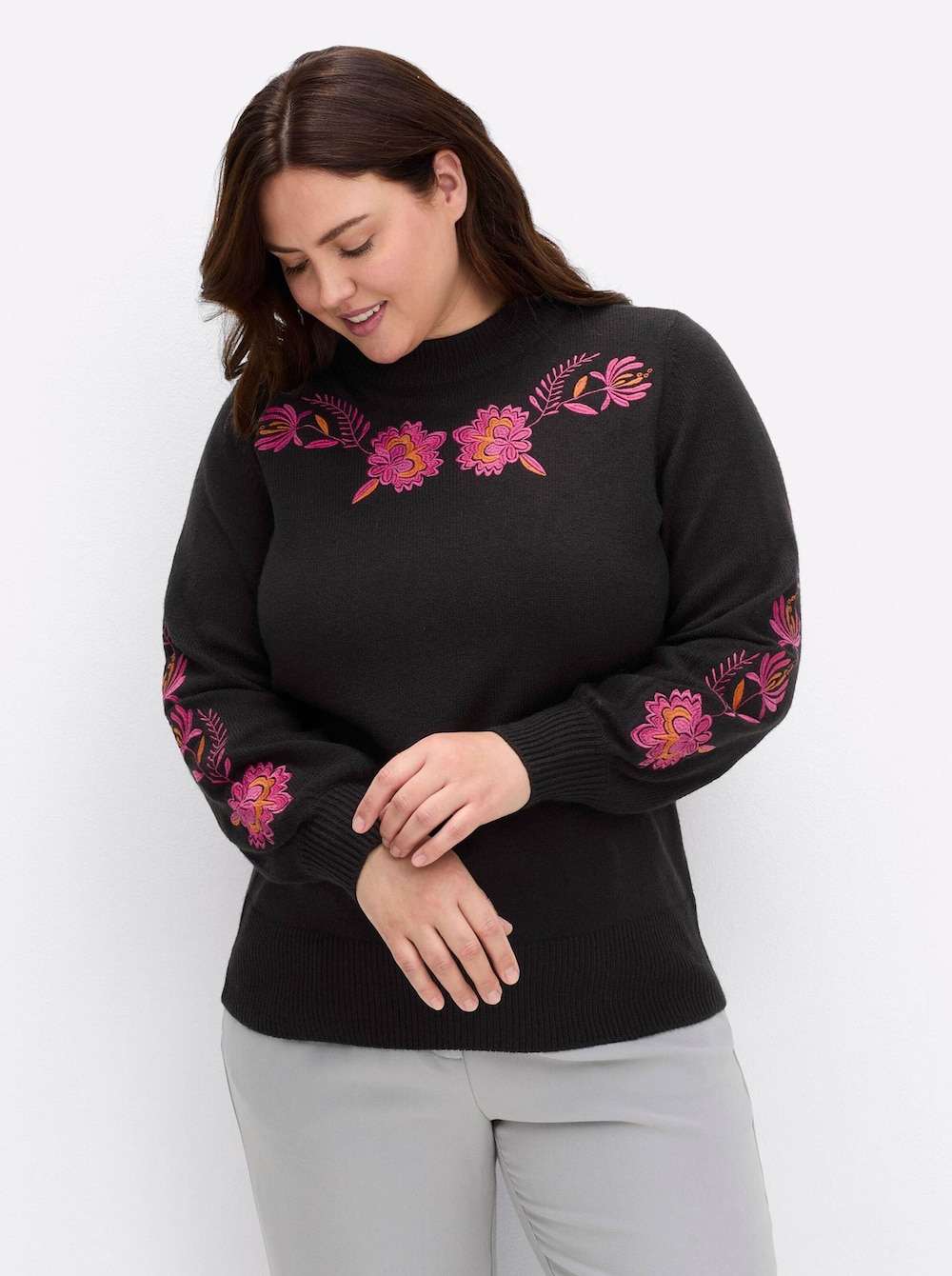 Pullover Langarm Jersey Stehkragen