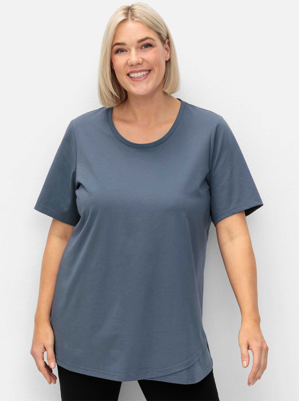 T-Shirt Kurzarm Uni Ohne Kragen