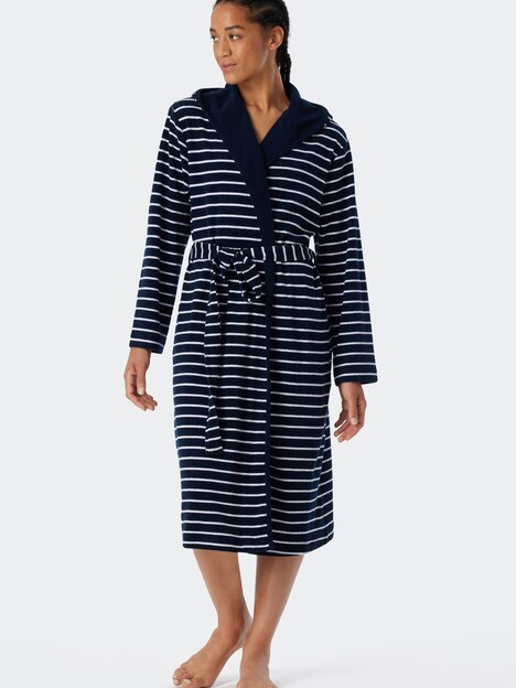Schiesser Damen Bademantel Feather Terry - navy