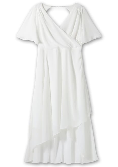 Chiffonkleid Kurzarm Uni Ohne Kragen