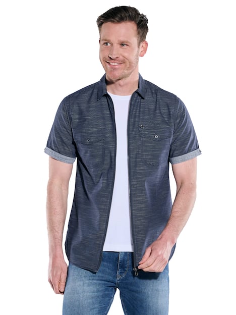 engbers Herren Kurzarm-Hemd uni , Marineblau