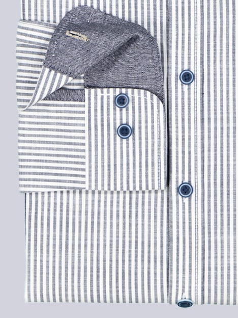 Herren Langarm-Hemd gemustert , Saphirblau