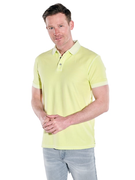 Herren Polo-Shirt strukturiert , Hellgelb
