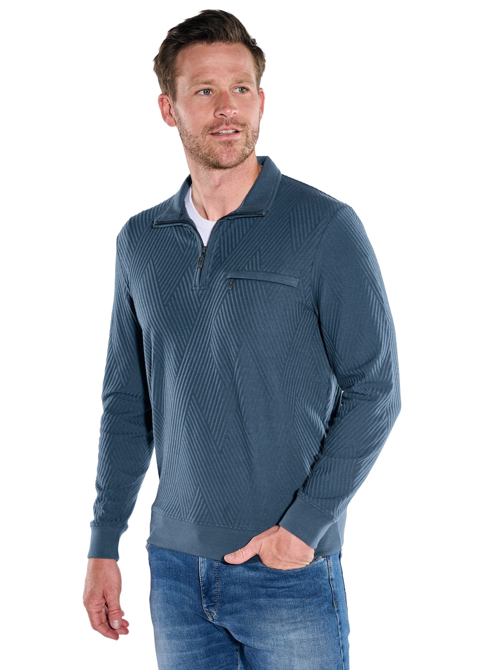 Herren Sweatshirt Stehbund , Marineblau