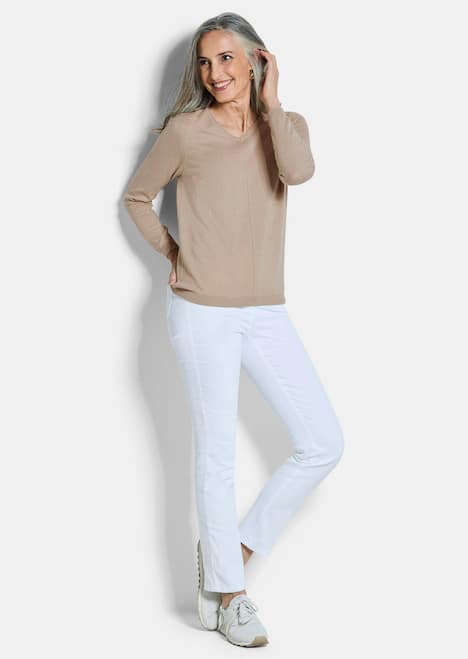 Baumwollpullover mit V-Ausschnitt