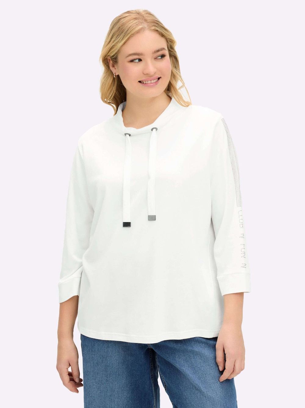 Sweatshirt 3/4-Arm Uni Stehkragen