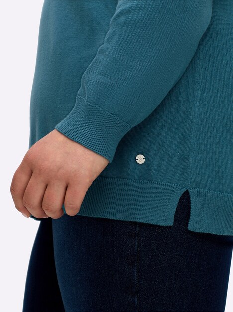 Pullover Langarm Jersey Uni Rollkragen