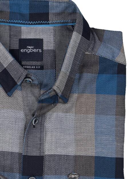 engbers Herren Langarm-Hemd kariert , Tuerkis