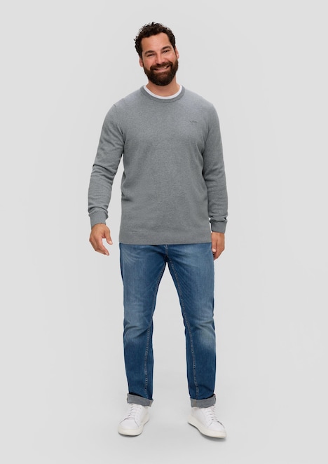 Baumwollpullover mit Logo-Stickerei