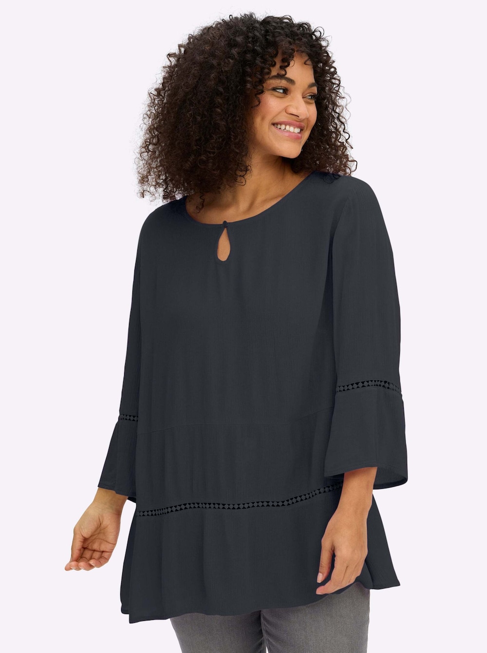 3/4-Arm-Bluse 3/4-Arm Ohne Kragen