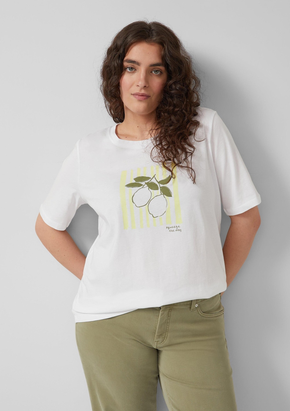 Baumwoll-T-Shirt mit Frontprint und Pailletten