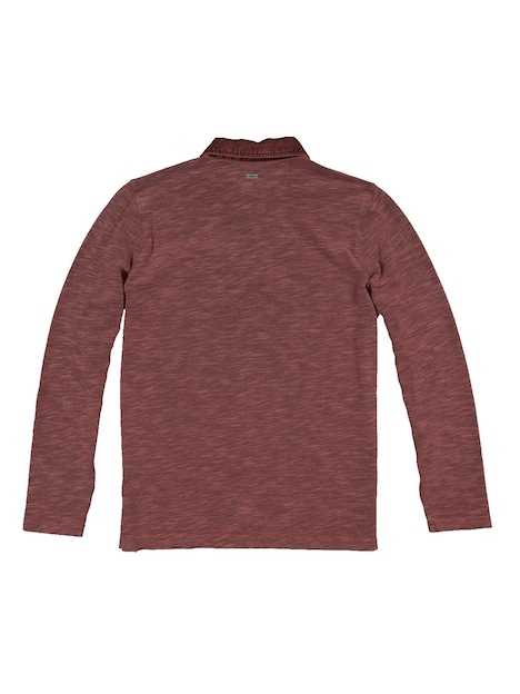 Herren Langarm-Shirt mit Polo-Kragen , Feuerrot