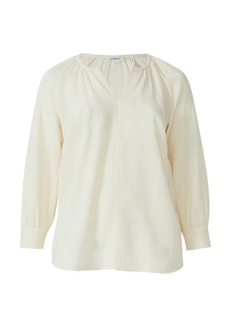 Elastische strukturierte Bluse mit weitem Arm