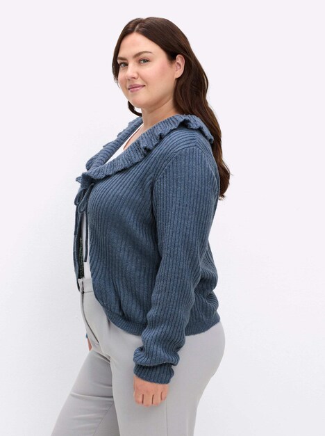 Strickjacke Langarm Volantkragen