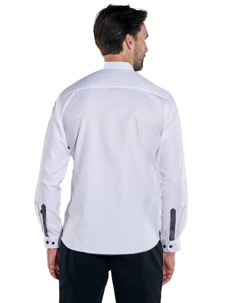 engbers Herren Langarm-Hemd strukturiert , Reinweiss