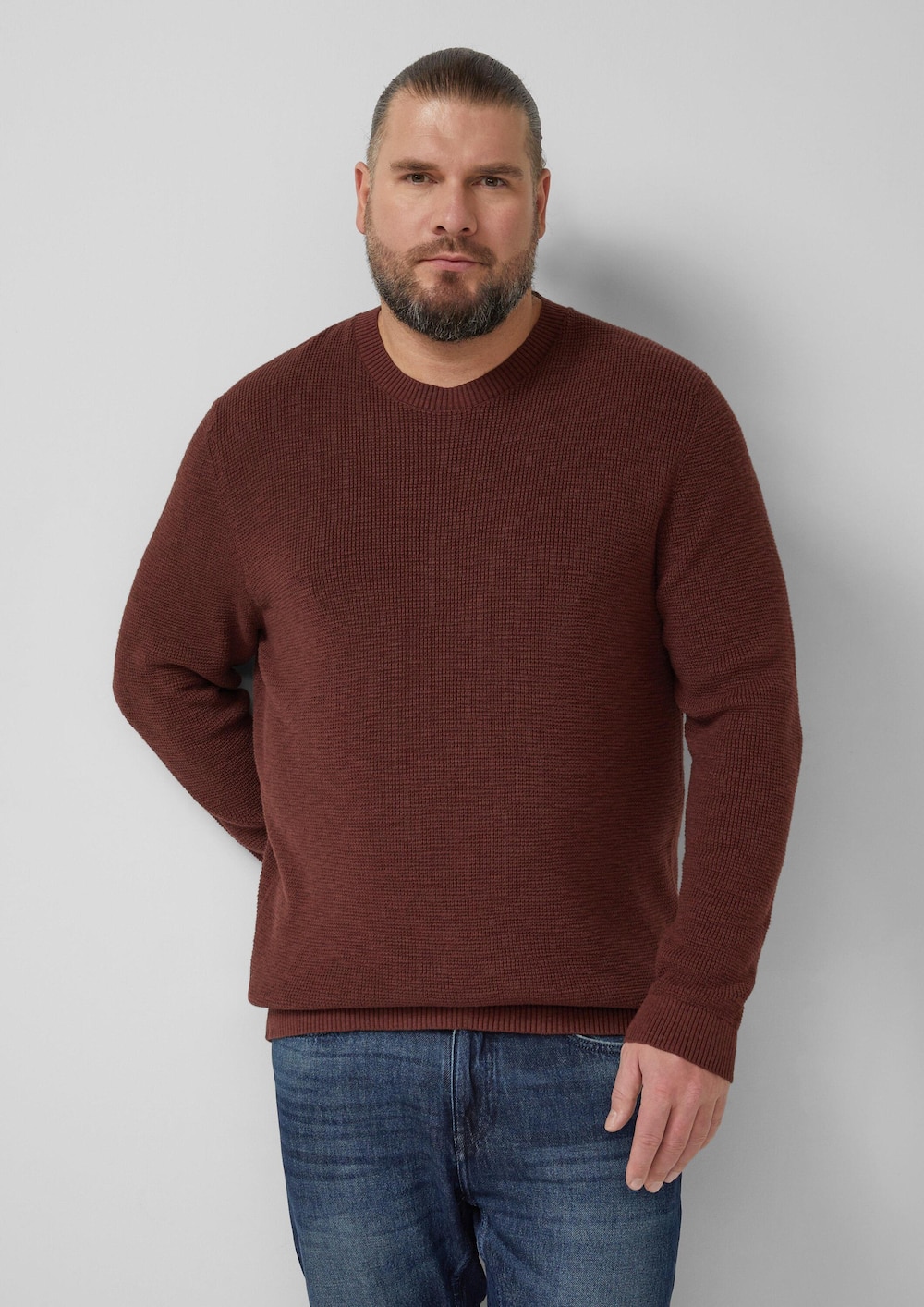 Strickpullover mit Crew Neck und Strukturmuster
