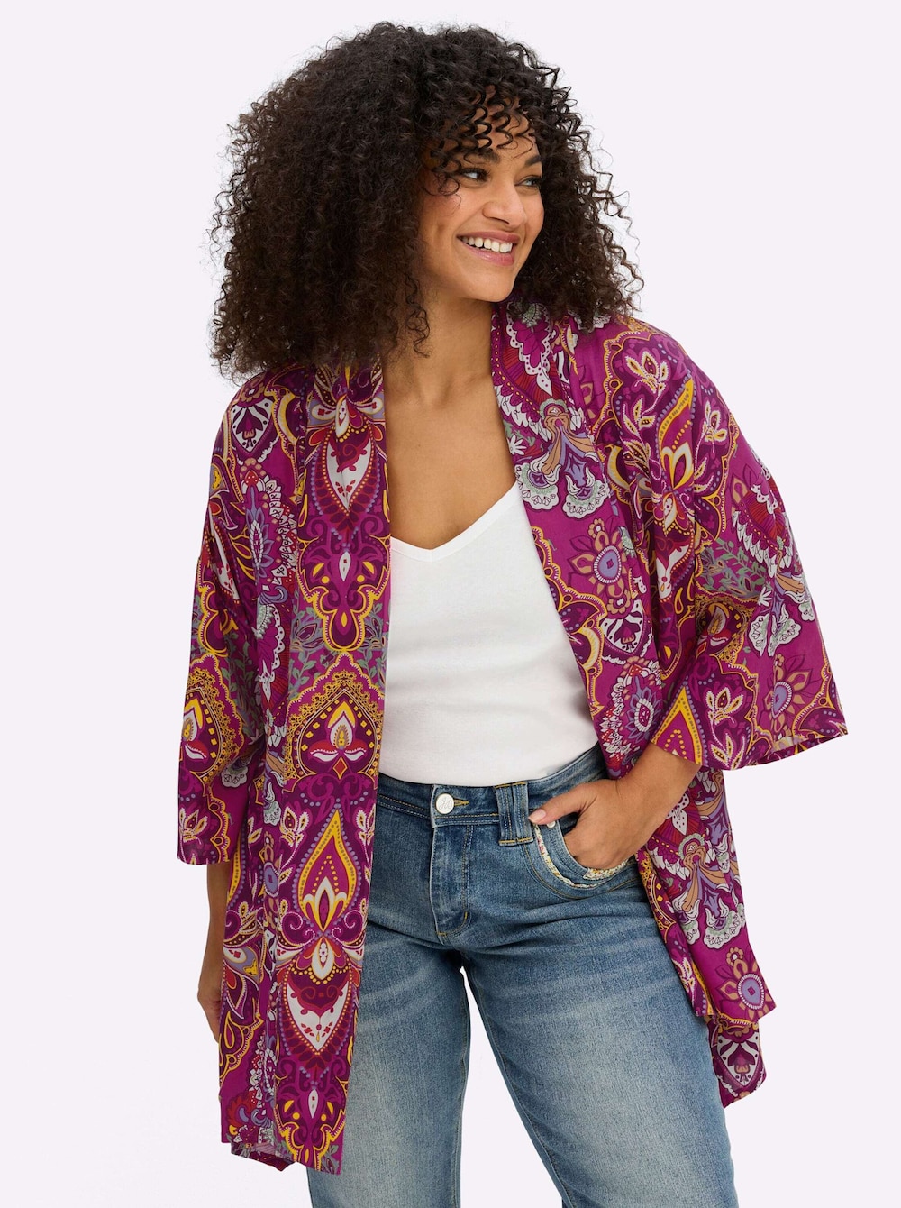 Blusenjacke 3/4-Arm Schalkragen