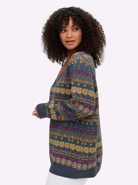 Pullover Langarm Jacquard Sonstiges Muster Ohne Kragen