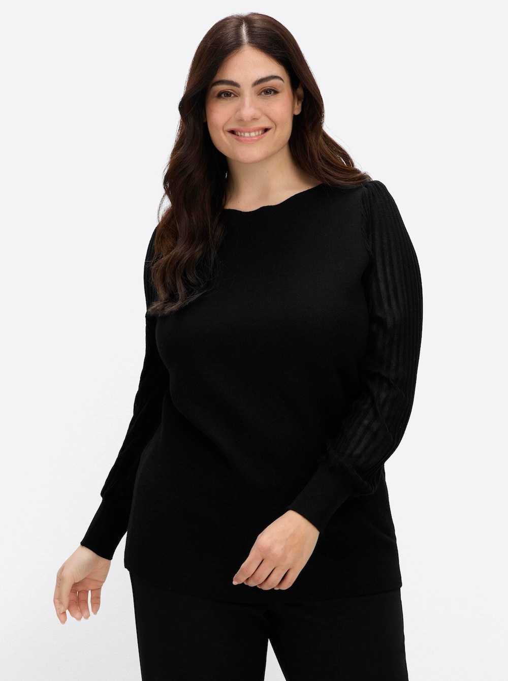 Langarm-Pullover Langarm-Pullover mit Ballonärmeln Langarm Ohne Kragen