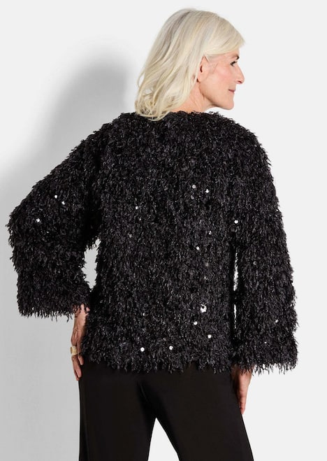 Jacke in Feder-Optik mit Pailletten