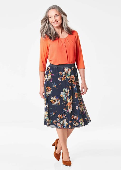 GOLDNER Rok van mesh Mesh rok met bloemenprint