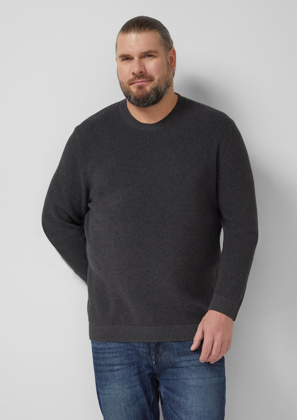 Strickpullover mit Crew Neck und Strukturmuster